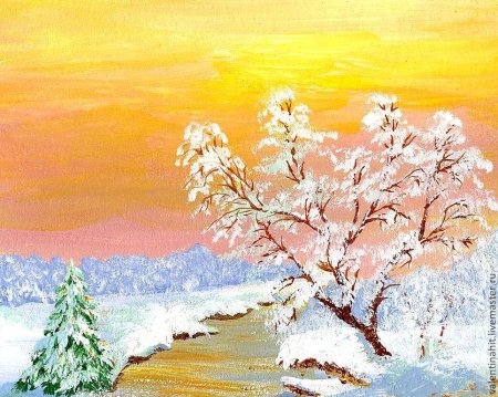 Правополушарное рисование зимний пейзаж