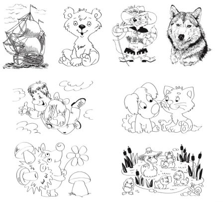 Раскраски много на одном листе