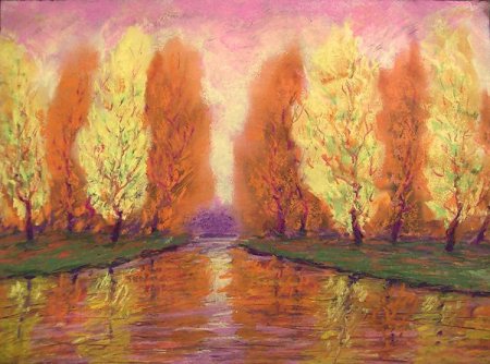 Лес масляной пастелью