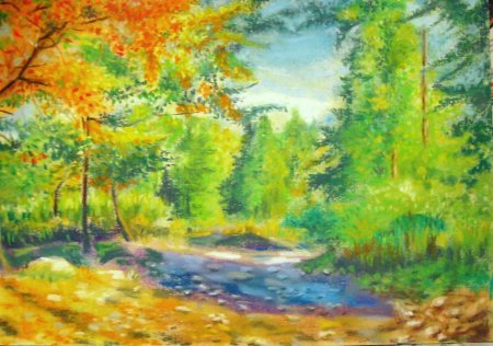 Осенний пейзаж пастелью