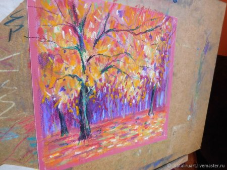 Рисование мелками осень