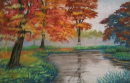 Рисовать пастельными мелками осень