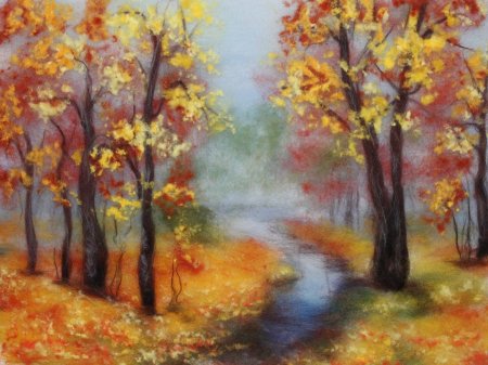 Шерстяная живопись осень