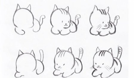 Лёгкий рисунок котёнка для срисовки