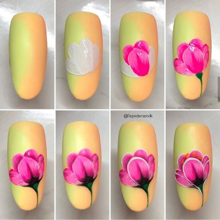 Рисование цветов на ногтях