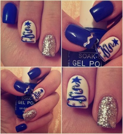 Новогодние рисунки на ногтях для начинающих