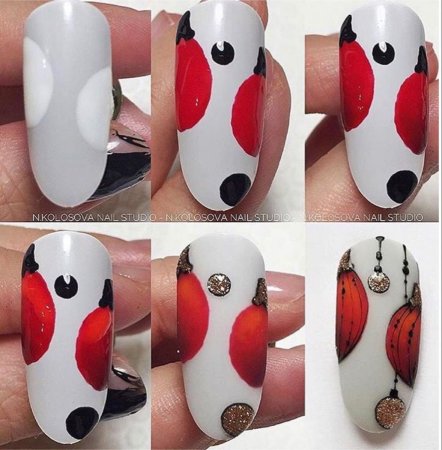 Маникюр на новый год пошагово