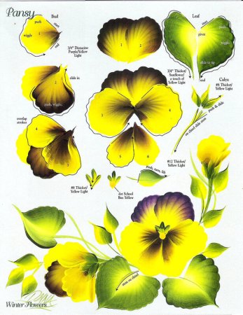 Анютины глазки двойным мазком