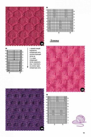 Узоры спицами со схемами простые лицевые и изнаночные петли