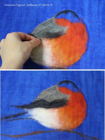 Живопись шерстью Снегирь