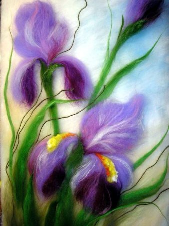 Шерстяная акварель ирисы мастер класс