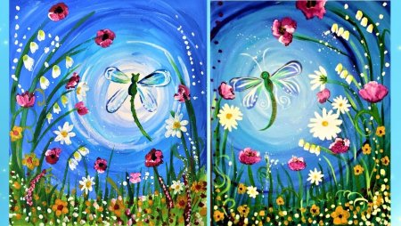 Лето гуашью для детей