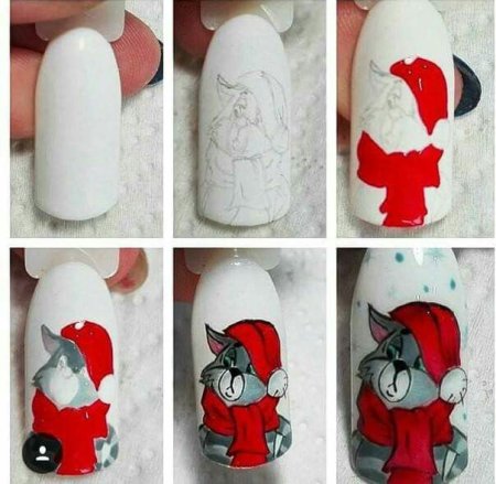 Новый год на ногтях пошагово