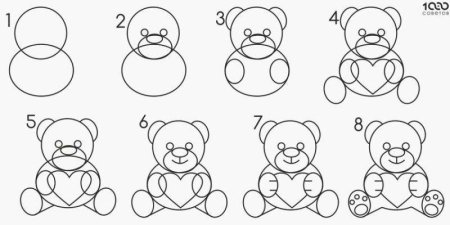 Поэтапное рисование мишки