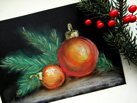 Елка масляной пастелью