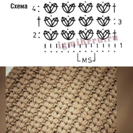 Схема пышных столбиков крючком