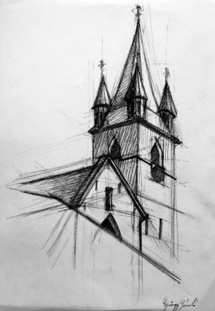 Церковь карандашом