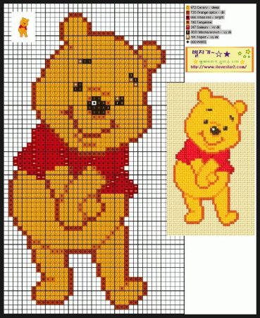 Вышивка крестиком Винни пух маленький
