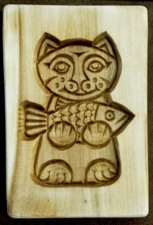 Резьба по дереву кот