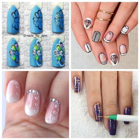 Маникюр с несложным рисунком