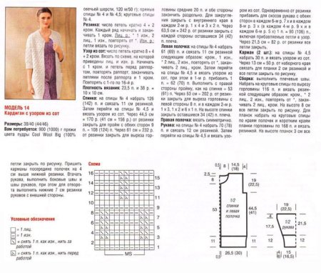 Схема вязания кардигана спицами 50 размера