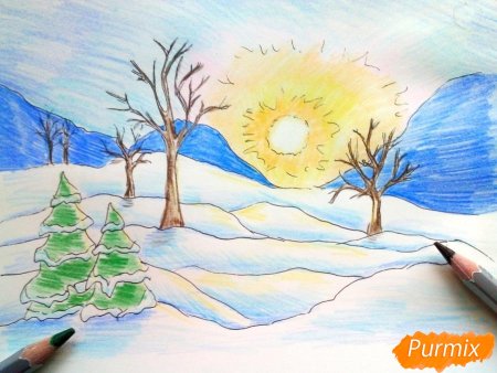 Зимние рисунки для начинающих