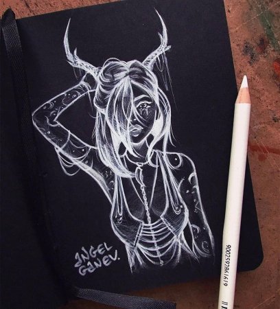 Рисунки на черной бумаге