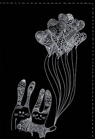 Рисование на черной бумаге белой ручкой