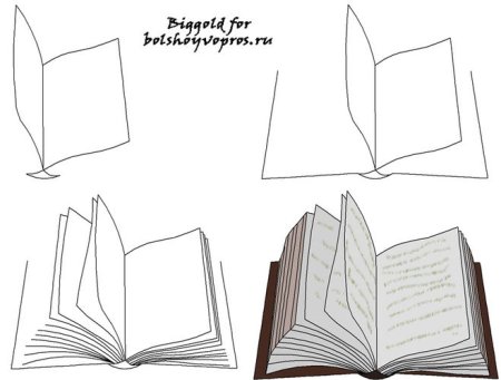 Поэтапное рисование книжки
