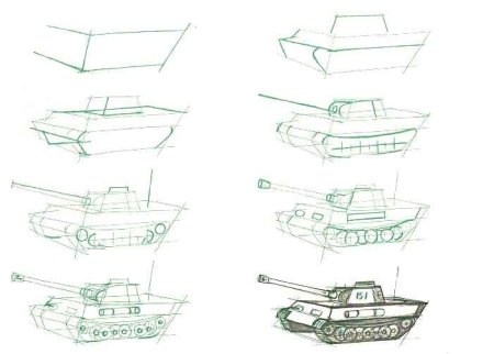 Танк т-34 рисунок поэтапно