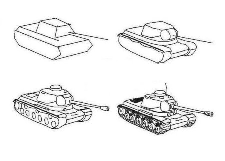 Танк т34 рисунок поэтапный