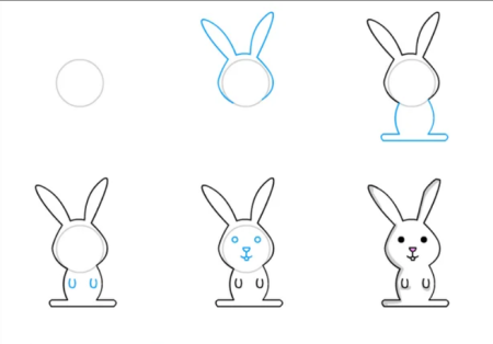 Поэтапное рисование зайчика