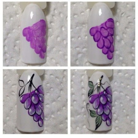 Виноград на ногтях пошагово