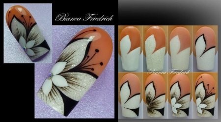 Нарисовать бабочку на ногтях