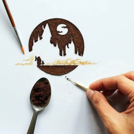 Рисование кофе на бумаге