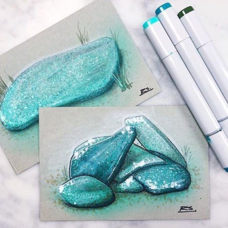 Камни скетч маркерами