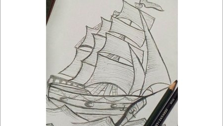 Трехмачтовый корабль урок рисования