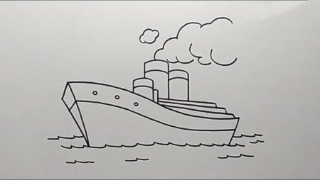 Поэтапное рисование корабля для детей