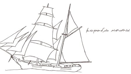 Корабль вид спереди нарисованный