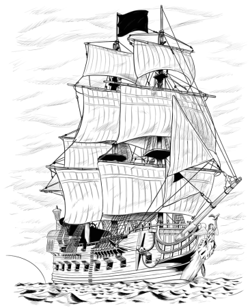 Как рисовать корабли вид сбоку