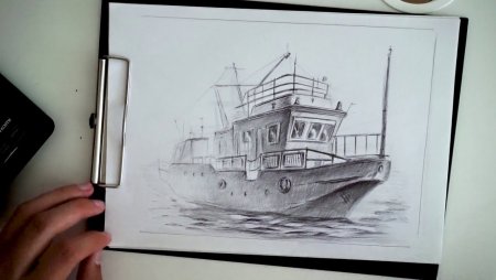 Корабль черной ручкой