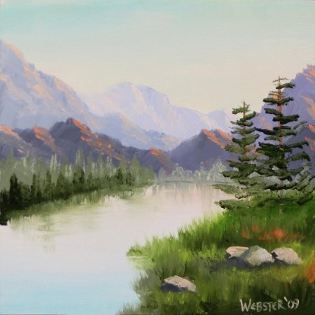 Горный пейзаж гуашью