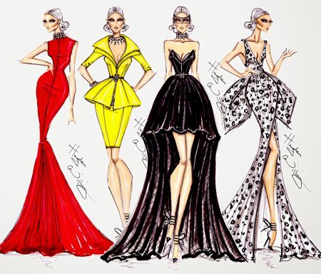 Рисунки дизайнеров одежды карандашом