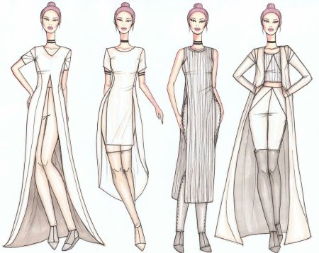 Наброски эскизов одежды