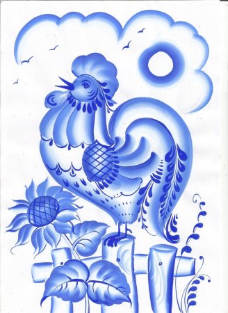 Элементы гжельской росписи птица