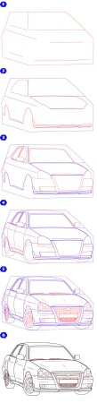 Лада Приора рисунок карандашом поэтапно