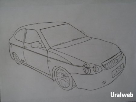Лада Приора нарисованная сбоку