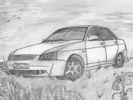 Раскраска Лада Приора тюнинговая