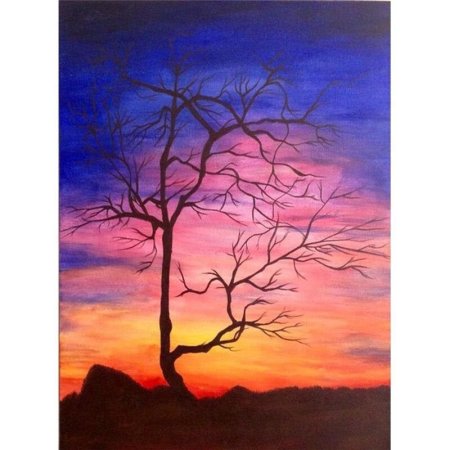 Дерево на закате акрилом