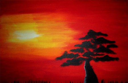 Картинки для начинающих пейзажи в технике силуэта